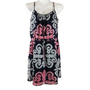 Banana Republic Milly Collection Navy & Pink  Medallion A-line Women's Dress 10